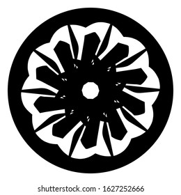 Ancient round ornament. Vector isolated black meander pattern on the white background. Ornamental rich design. Graphic decor. Geometric abstract ornate texture