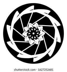 Ancient round ornament. Vector isolated black meander pattern on the white background. Ornamental rich design. Graphic decor. Geometric abstract ornate texture