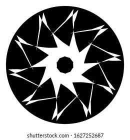 Ancient round ornament. Vector isolated black meander pattern on the white background. Ornamental rich design. Graphic decor. Geometric abstract ornate texture
