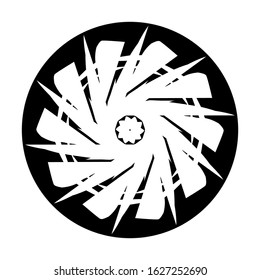 Ancient round ornament. Vector isolated black meander pattern on the white background. Ornamental rich design. Graphic decor. Geometric abstract ornate texture