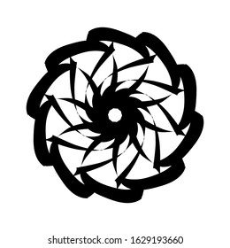 Ancient round ornament. Vector isolated black meander pattern on the white background. Ornamental rich design. Graphic decor. Geometric abstract ornate texture