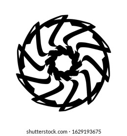 Ancient round ornament. Vector isolated black meander pattern on the white background. Ornamental rich design. Graphic decor. Geometric abstract ornate texture
