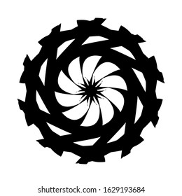 Ancient round ornament. Vector isolated black meander pattern on the white background. Ornamental rich design. Graphic decor. Geometric abstract ornate texture