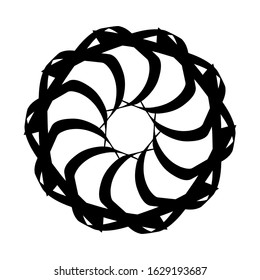 Ancient round ornament. Vector isolated black meander pattern on the white background. Ornamental rich design. Graphic decor. Geometric abstract ornate texture