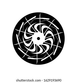 Ancient round ornament. Vector isolated black meander pattern on the white background. Ornamental rich design. Graphic decor. Geometric abstract ornate texture