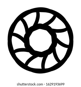 Ancient round ornament. Vector isolated black meander pattern on the white background. Ornamental rich design. Graphic decor. Geometric abstract ornate texture