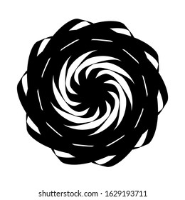 Ancient round ornament. Vector isolated black meander pattern on the white background. Ornamental rich design. Graphic decor. Geometric abstract ornate texture