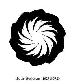Ancient round ornament. Vector isolated black meander pattern on the white background. Ornamental rich design. Graphic decor. Geometric abstract ornate texture