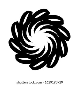 Ancient round ornament. Vector isolated black meander pattern on the white background. Ornamental rich design. Graphic decor. Geometric abstract ornate texture