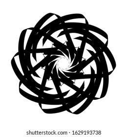 Ancient round ornament. Vector isolated black meander pattern on the white background. Ornamental rich design. Graphic decor. Geometric abstract ornate texture