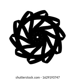 Ancient round ornament. Vector isolated black meander pattern on the white background. Ornamental rich design. Graphic decor. Geometric abstract ornate texture