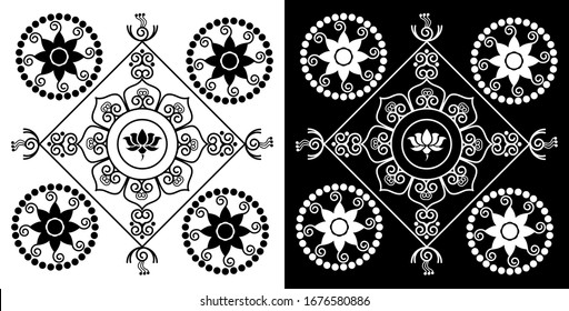 Ancient round ornament. Vector isolated black meander pattern on the white background. Antique mandala with Greek key ornament. Ornamental rich design. Graphic decor. Geometric abstract ornate texture