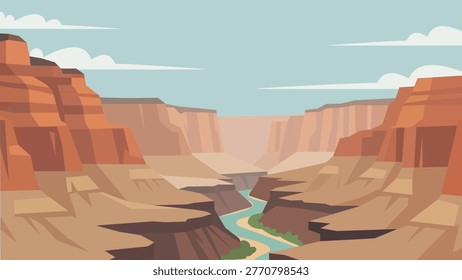 Ancient Route Grand Canyon Flat Design Illustration