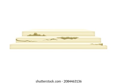 Ancient ruined marble staircase, ancient building architectural element vector illustration on white background