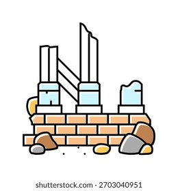ruínas antigas descobertas geográficas cor ícone vetor. ruínas antigas descobertas geográficas sinal. símbolo isolado ilustração