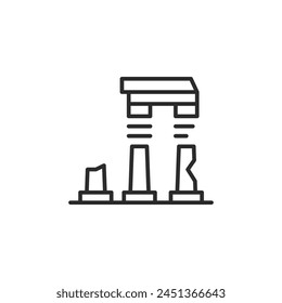 Ancient ruins icon. Simplistic representation of historical ruins, associated with the remains of ancient civilizations and used to symbolize archaeology, historical significance. Vector illustration