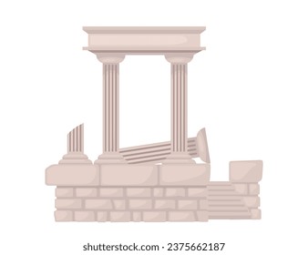 Ancient ruins with stone pillars, decor item for aquarium vector illustration isolated on white background