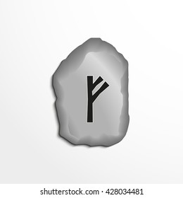 Ancient rune on the stone. Vector illustration.