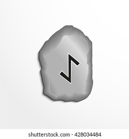 Ancient rune on the stone. Vector illustration.