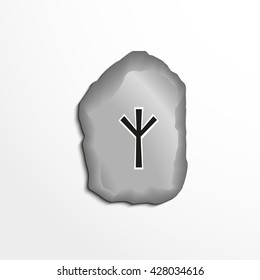Ancient rune on the stone. Vector illustration.