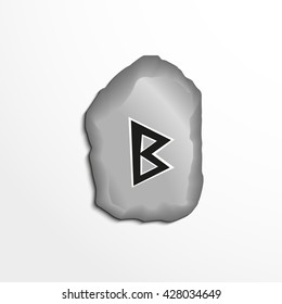 Ancient rune on the stone. Vector illustration.