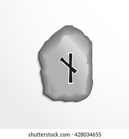 Ancient rune on the stone. Vector illustration.