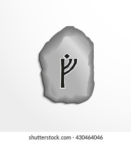 Ancient rune on the stone. Vector illustration.