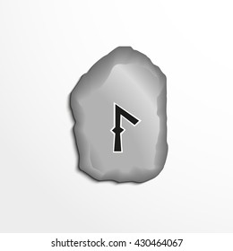 Ancient rune on the stone. Vector illustration.