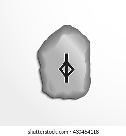 Ancient rune on the stone. Vector illustration.