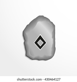 Ancient rune on the stone. Vector illustration.