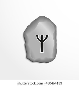 Ancient rune on the stone. Vector illustration.