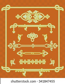 ancient russian design elements, divider and borders