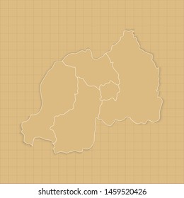 Ancient Rwanda map old paper background with space for text. Vector illustration EPS10.