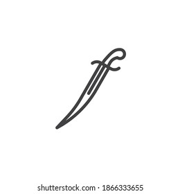 Ancient saber line icon. linear style sign for mobile concept and web design. Pirate sword outline vector icon. Symbol, logo illustration. Vector graphics