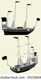 The Ancient Sailing Ship Vector 02