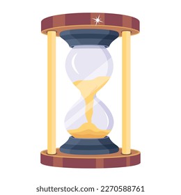 Un icono antiguo de un reloj de arena con un estilo 2d 