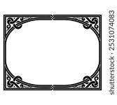 Ancient Scandinavian design. Frame drawn in Celtic-Scandinavian style, isolated on white, vector illustration