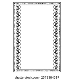 Ancient Scandinavian design. Frame drawn in Celtic-Scandinavian style, with runes, isolated on white, vector illustration