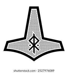 Design escandinavo antigo. Thors martelo do deus do trovão Mjolnir, isolado em branco, ilustração vetorial