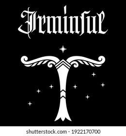 Ancient scandinavian knot-work illustration and Sacred tree Irminsul, isolated on black, vector illustration