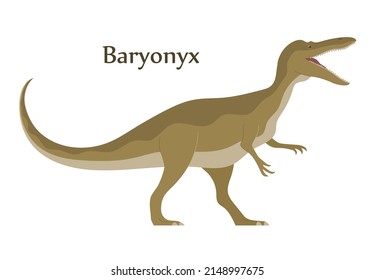 Ancient scary pangolin baryonyx. Predatory dinosaur hunter of the Jurassic period. Prehistoric animal. Vector cartoon illustration isolated on a white background