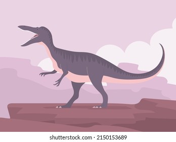 Ancient scary pangolin baryonyx. Predatory dinosaur hunter of the Jurassic period. Prehistoric animal. Vector cartoon illustration