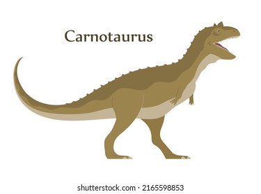 Ancient scary pangolin carnotaurus. Predatory dinosaur hunter of the Jurassic period. Prehistoric animal. Vector cartoon illustration isolated on a white background