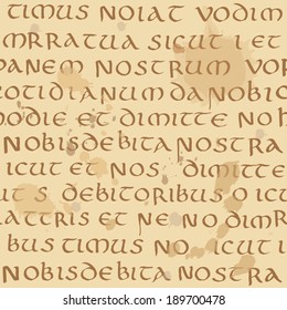 The ancient script seamless pattern. Old letters on parchment. Vector illustration