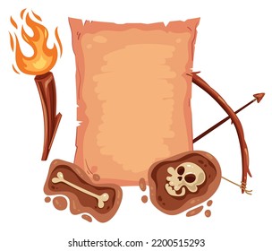 Concepto abstracto del papiro del museo de arqueología de los artefactos de desplazamiento antiguos. Ilustración vectorial del elemento de diseño gráfico