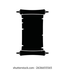 Ancient scroll black silhouette blank template.