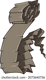 Ancient scroll folded at one end. Old ribbon vector illustration.