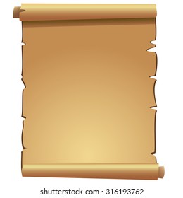 ancient scroll of old paper on a white background