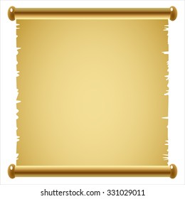 ancient scroll of old paper on a white background