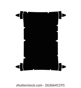 Ancient scroll parchment paper black silhouette.